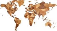 EWA Деревянная Карта Мира настенная, объемная 3 уровня, размер S (100x55 см), цвет шоколад