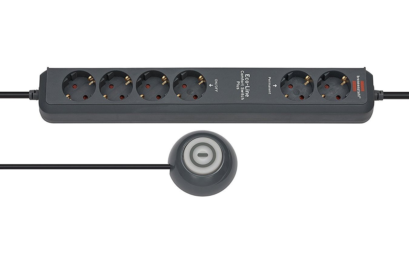 Удлинитель 1,5 м Brennenstuhl Eco-Line Comfort Switch Plus, 6 розеток, черный (1159560516)