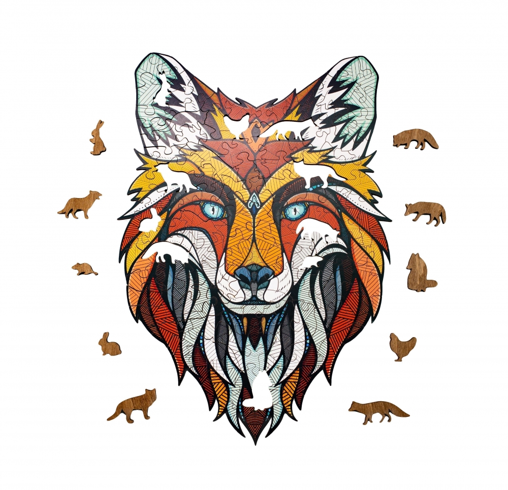 Деревянный пазл EWA Хитрый Лис, S 28x20 см, головоломка (epuzSfox)