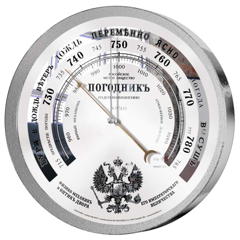 Барометр meteo ctrl 35 stainless steel, диам. 208 х 41 мм RST 07835