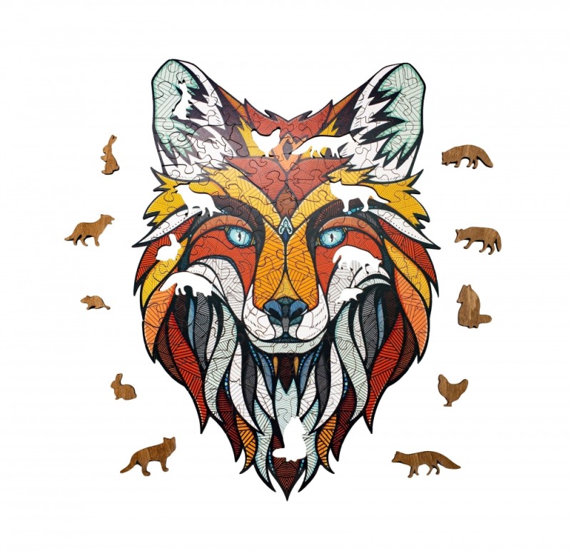 Деревянный пазл EWA Хитрый Лис, S 28x20 см, головоломка (epuzSfox)