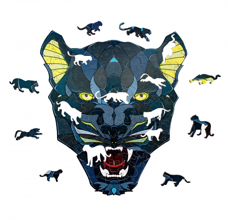 Деревянный пазл-головоломка EWA Пантера L (31x28 см)  коробка-шкатулка (epuz-panther)