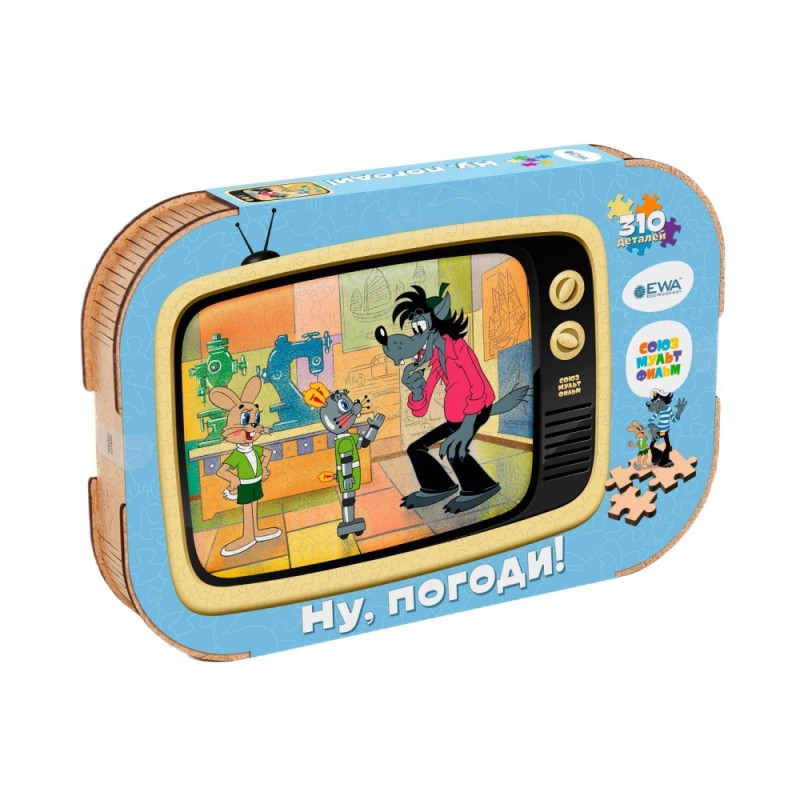 Сборный 3D пазл, головоломка, деревянная Ну погоди(40x29 см)