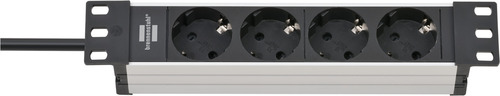 Удлинитель Alu-Line Brennenstuhl 10дюйм, 2м., кабель черный 1,5мм2, 4 роз., 16А, IP20 (1390007004)
