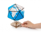 Конструктор деревянный 3D EWA Глобус Икосаэдр с секретом (шкатулка, сейф) синий (Eicosblue)