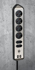 1153590610 Brennenstuhl удлинитель  угловой ESTILO , 2м., 6 роз., 2 USB 3,1А, серебристо-черный