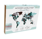 EWA Деревянная Карта Мира настенная, объемная 3 уровня, размер S (100x55 см), цвет изумуруд