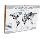 EWA Деревянная Карта Мира настенная, объемная 3 уровня, размер L (192x105 см), цвет дымчатый