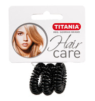 Резинки для волос TITANIA, 2,5 см, 3 шт., черные, пружина (7914)