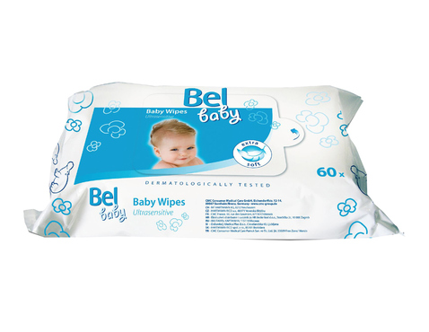 Влажные салфетки для чувствительной кожи Bel Baby wipes, 60 шт. (9162922)