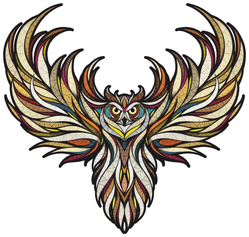Деревянный, фигурный пазл EWA Мудрая Сова L 40x42 см (epuz-L-owl)