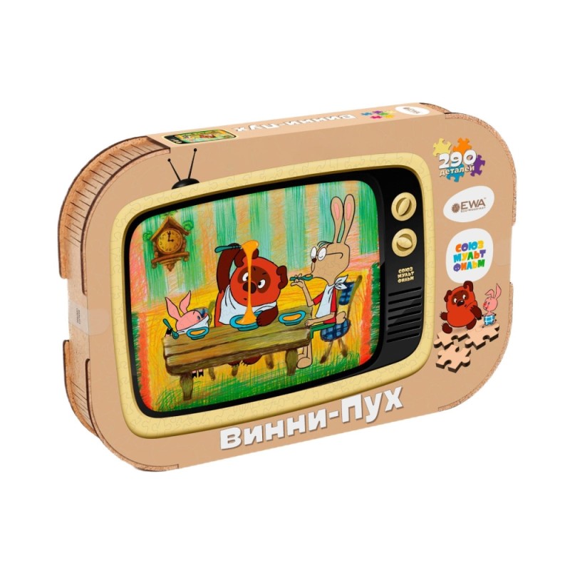 Сборный 3D пазл, головоломка, деревянная, Винни - Пух(40x29 см)